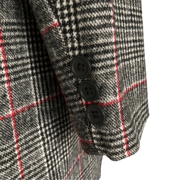 BNWT ARAY Mens Womens Unisex Plaid/Black & White Check Tweed Overcoat UK LARGE - Picture 3 of 13